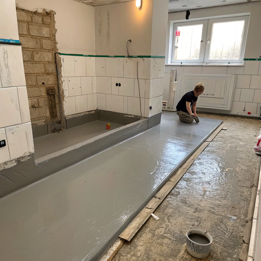 Bathroom waterproofing membrane application during luxury renovation in Townsville