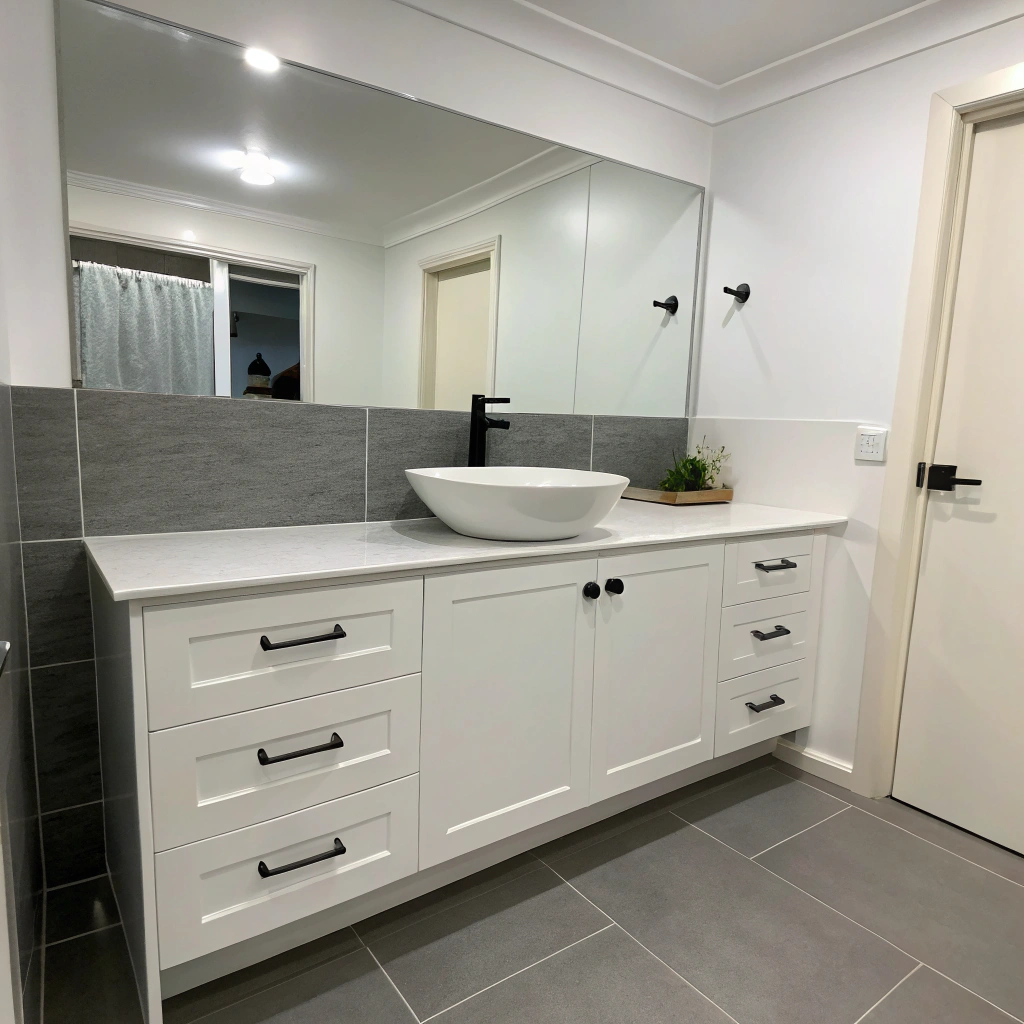wall-hung vanity installed Townsville bathroom