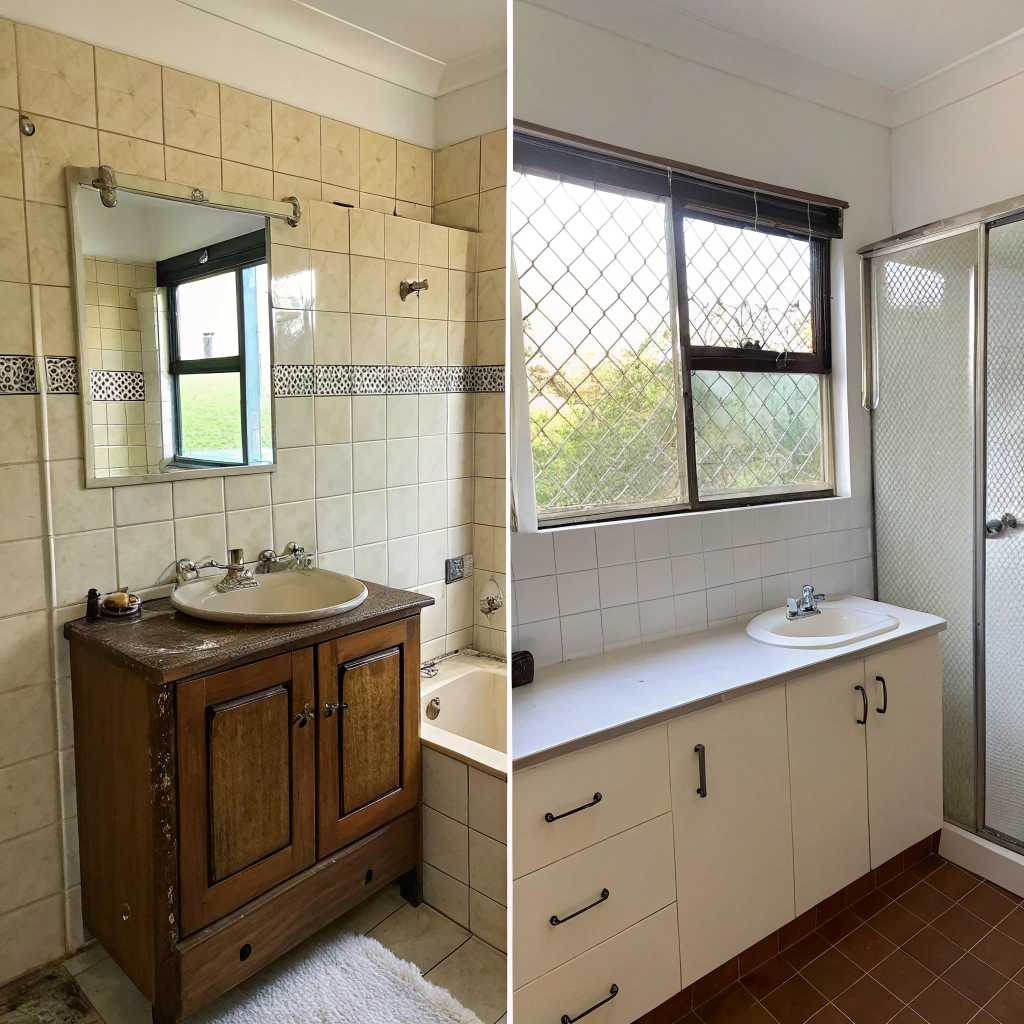 Bathroom makeover Townsville before and after comparison